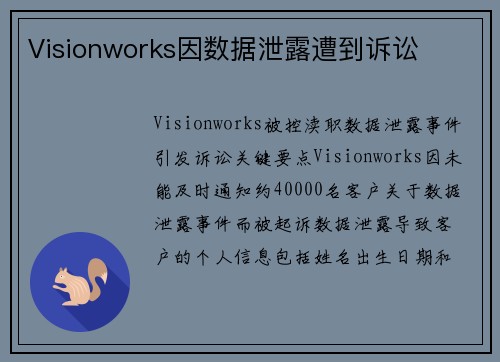 Visionworks因数据泄露遭到诉讼 